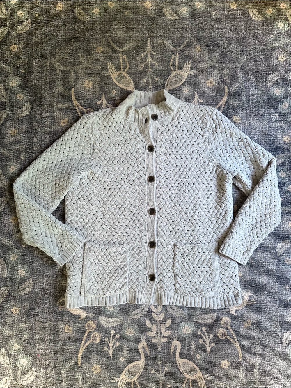 J.Jill Gray Chenille Button Front Cardigan Sweater Sz M